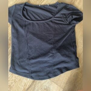 Elegant Black Ribbed Women's Top